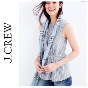 J. CREW STRIPED CINCH FRONT SLEEVELESS TOP  MEDIUM NWOT